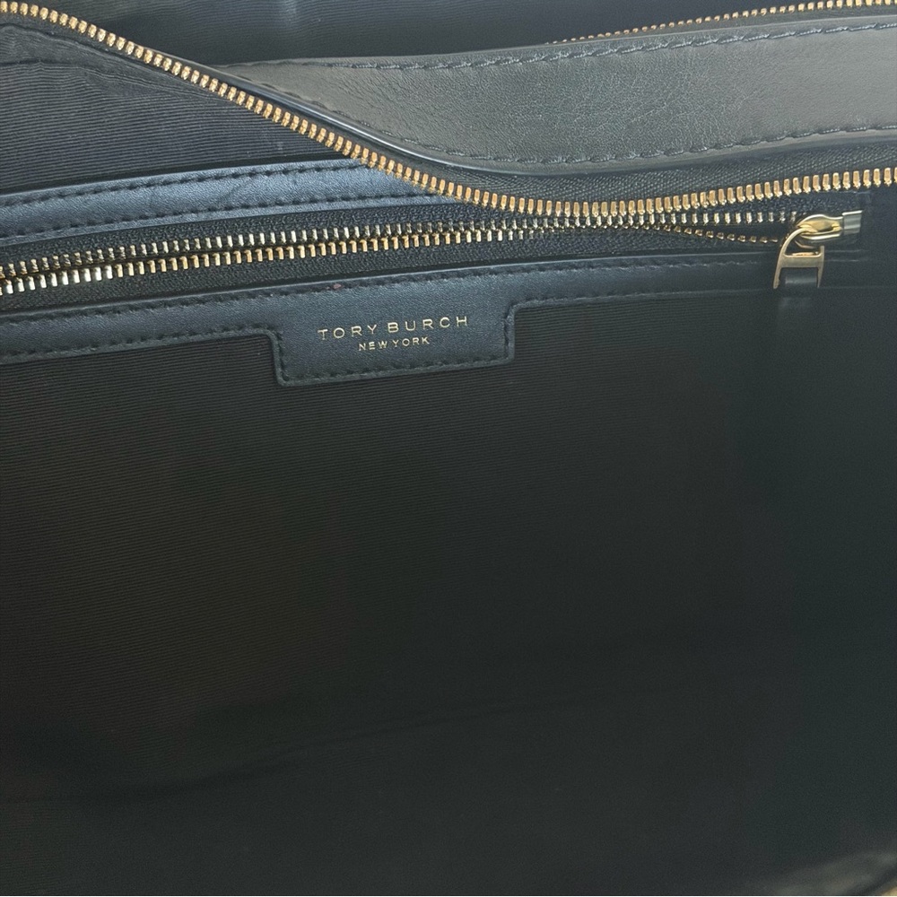 RARE Tory Burch Small T Monogram Marshmallow
Satchel Shoulder Bag Black - Picture 8 of 11